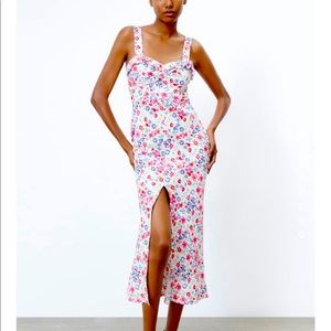 Zara Linen Floral Dress Small